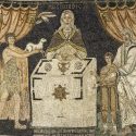 7th-century mosaic from Sant'Apollinare in Classe, near Ravenna of Melchizedek offering sacrifice, along with Abel and Abraham.
