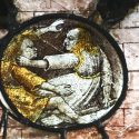 Cain and Abel - a medieval stained glass detail at Fairford parish church